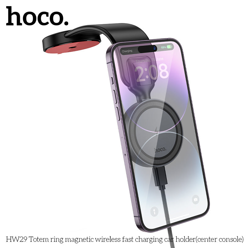 HOCO HW29 | Totem ring magnetic wireless 15W fast charging car holder HOCO HW29 | Totem ring magnetic wireless 15W fast charging car holder